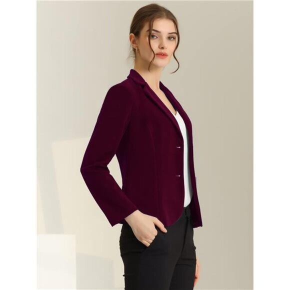 Women's Blazer Stretch Jacket Suit Plum - Picture 3 of 5
